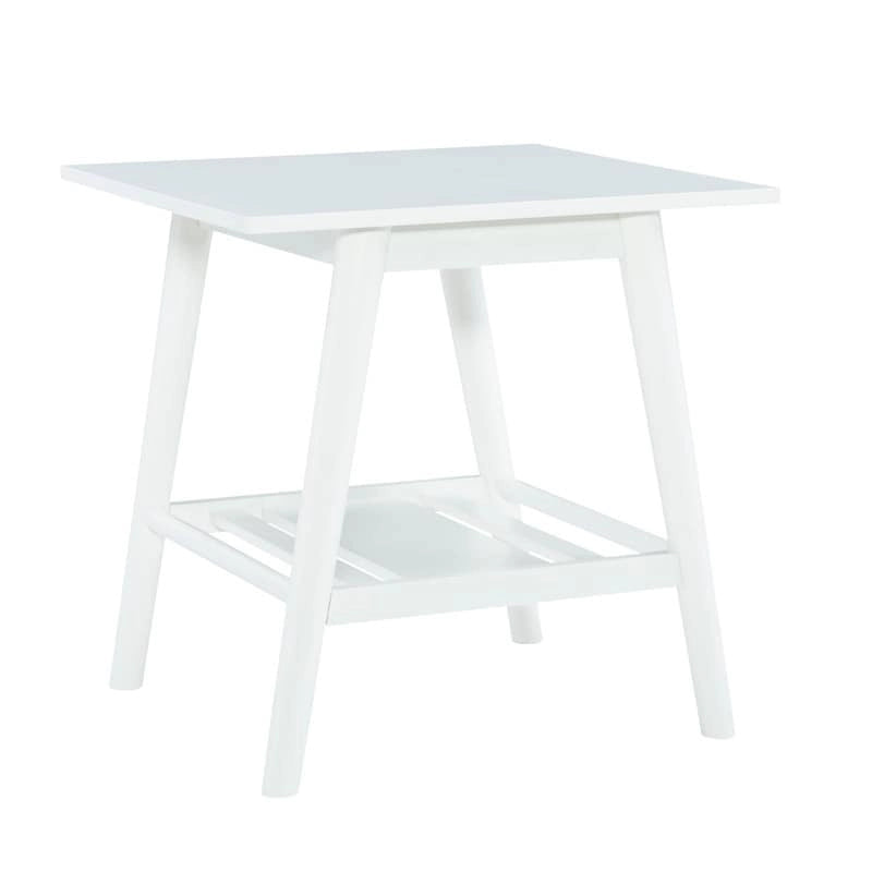 Mid-Century Modern Side End Table with Solid Wood Legs, Round Top, Living Room or Bedroom