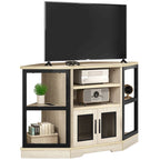 Farmhouse Corner TV Stand Entertainment Center Media Console for TVs up to 55 with Power Outlet