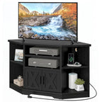 Farmhouse Corner TV Stand Entertainment Center Media Console for TVs up to 55 with Power Outlet