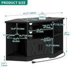 Farmhouse Corner TV Stand Entertainment Center Media Console for TVs up to 55 with Power Outlet
