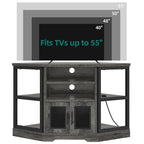 Farmhouse Corner TV Stand Entertainment Center Media Console for TVs up to 55 with Power Outlet