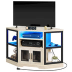 Farmhouse Corner TV Stand Entertainment Center Media Console for TVs up to 55 with Power Outlet