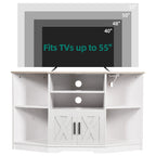 Farmhouse Corner TV Stand Entertainment Center Media Console for TVs up to 55 with Power Outlet