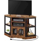 Farmhouse Corner TV Stand Entertainment Center Media Console for TVs up to 55 with Power Outlet
