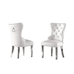 Button-Tufted Upholstered Dining Chairs Set of 2, Padded Seat, Wood Legs, Modern Style