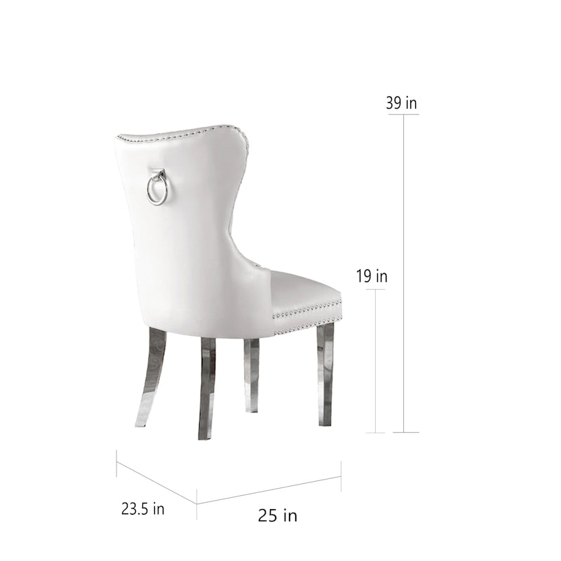 Button-Tufted Upholstered Dining Chairs Set of 2, Padded Seat, Wood Legs, Modern Style