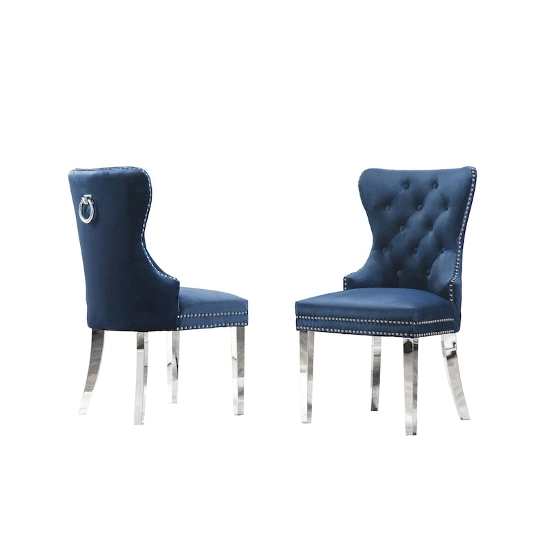 Button-Tufted Upholstered Dining Chairs Set of 2, Padded Seat, Wood Legs, Modern Style