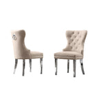 Button-Tufted Upholstered Dining Chairs Set of 2, Padded Seat, Wood Legs, Modern Style