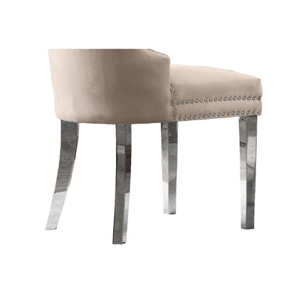 Button-Tufted Wingback Dining Chair with Nailhead Trim, Velvet or Faux Leather, Stainless Steel Frame, 23.5W x 25D x 39H in, 2-Pack