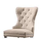 Button-Tufted Upholstered Dining Chairs Set of 2, Padded Seat, Wood Legs, Modern Style