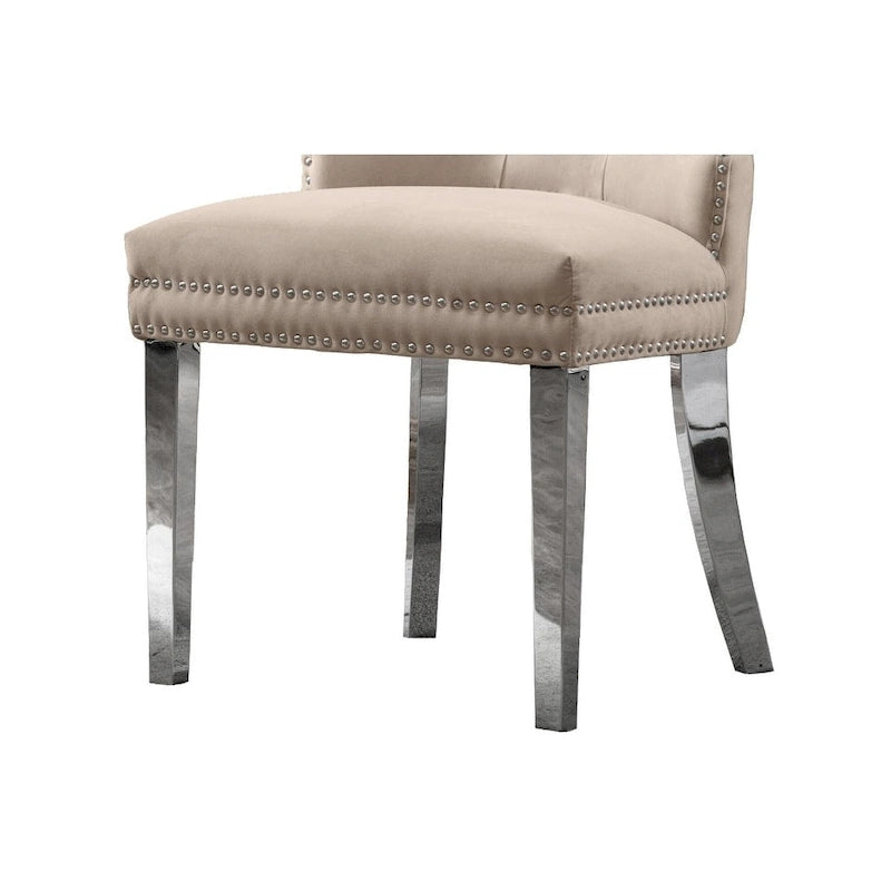 Button-Tufted Upholstered Dining Chairs Set of 2, Padded Seat, Wood Legs, Modern Style
