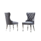 Button-Tufted Upholstered Dining Chairs Set of 2, Padded Seat, Wood Legs, Modern Style