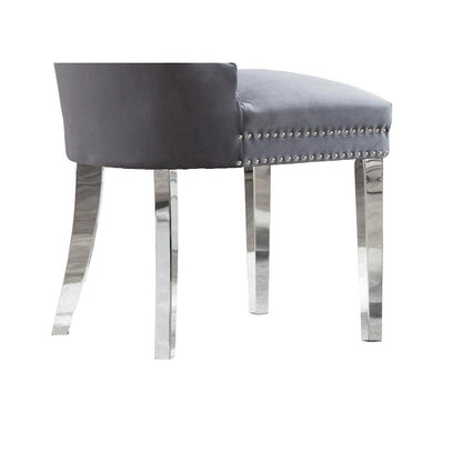 Button-Tufted Wingback Dining Chair with Nailhead Trim, Velvet or Faux Leather, Stainless Steel Frame, 23.5W x 25D x 39H in, 2-Pack
