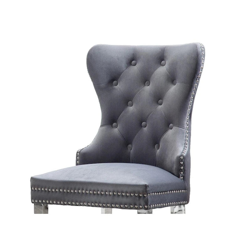 Button-Tufted Upholstered Dining Chairs Set of 2, Padded Seat, Wood Legs, Modern Style