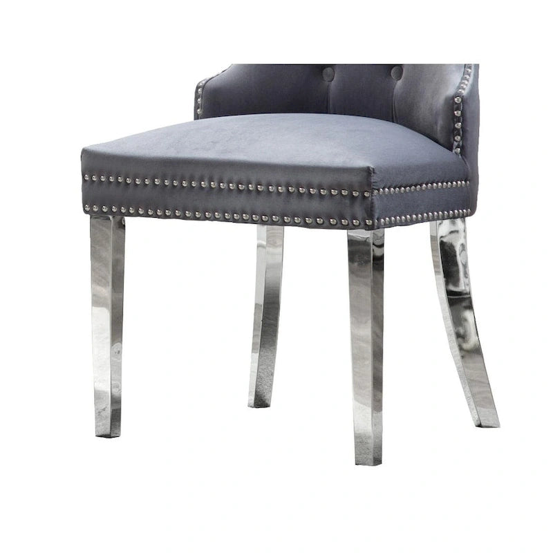 Button-Tufted Upholstered Dining Chairs Set of 2, Padded Seat, Wood Legs, Modern Style