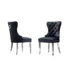 Button-Tufted Upholstered Dining Chairs Set of 2, Padded Seat, Wood Legs, Modern Style