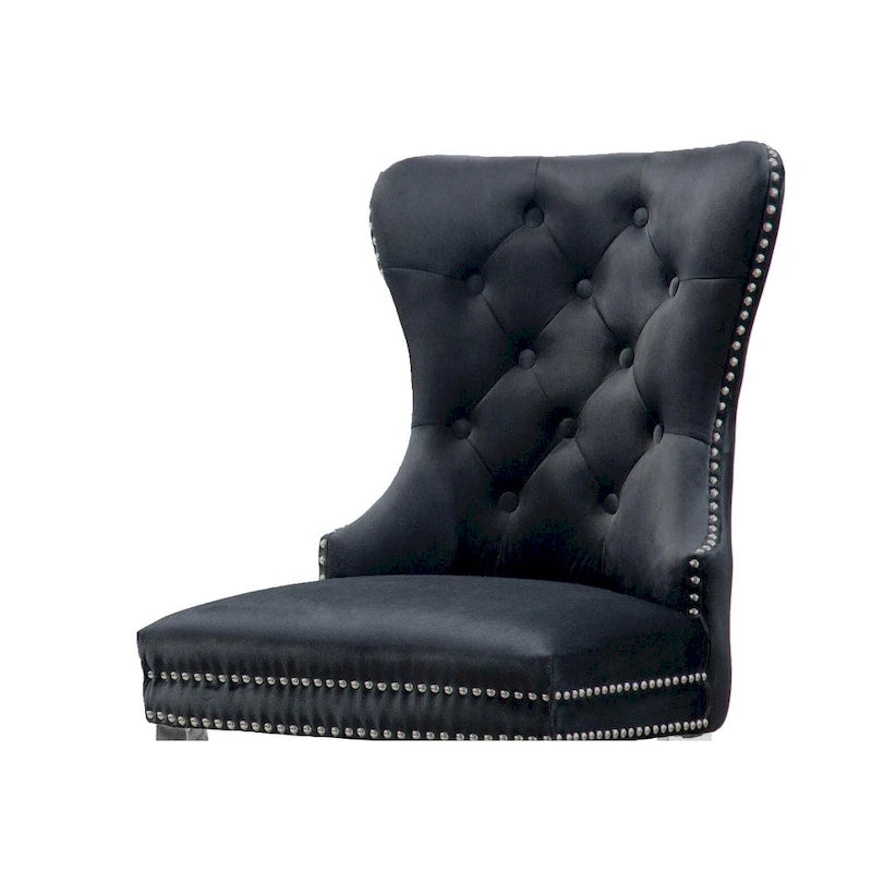 Button-Tufted Upholstered Dining Chairs Set of 2, Padded Seat, Wood Legs, Modern Style