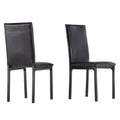Espresso Metal Upholstered Dining Chair Set of 2, Button-Tufted Seat, Modern Style