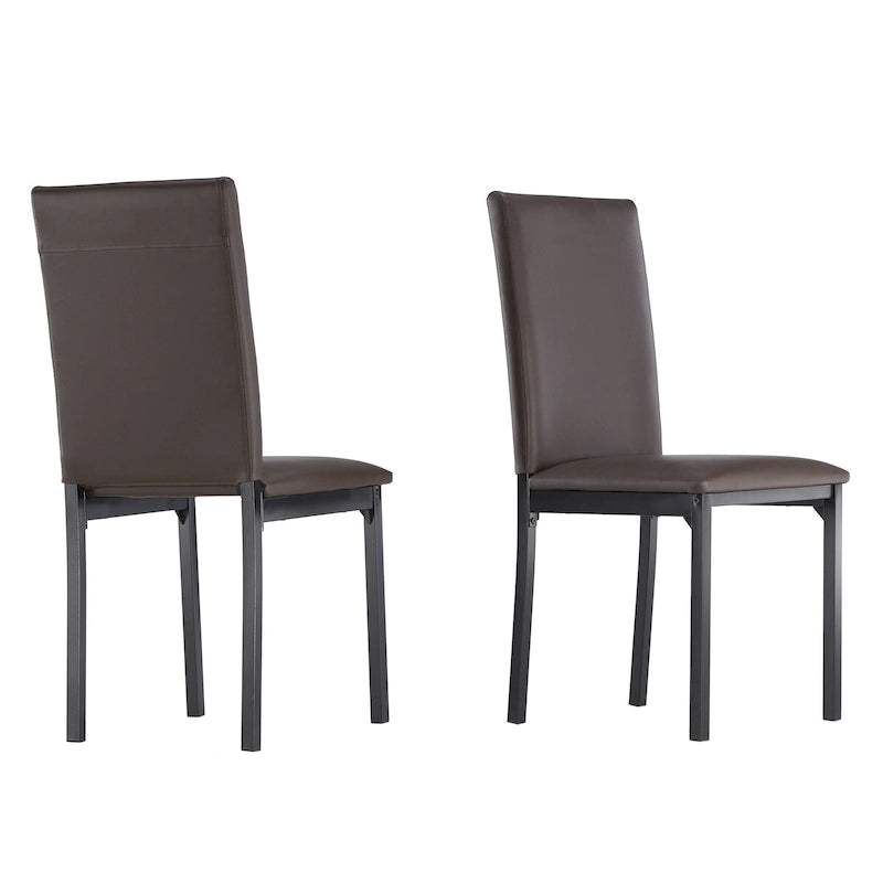 Espresso Metal Upholstered Dining Chair Set of 2, Button-Tufted Seat, Modern Style