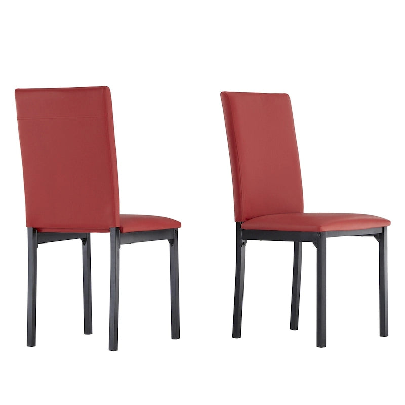 Espresso Metal Upholstered Dining Chair Set of 2, Button-Tufted Seat, Modern Style