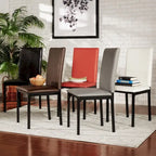 Espresso Metal Upholstered Dining Chair Set of 2, Button-Tufted Seat, Modern Style
