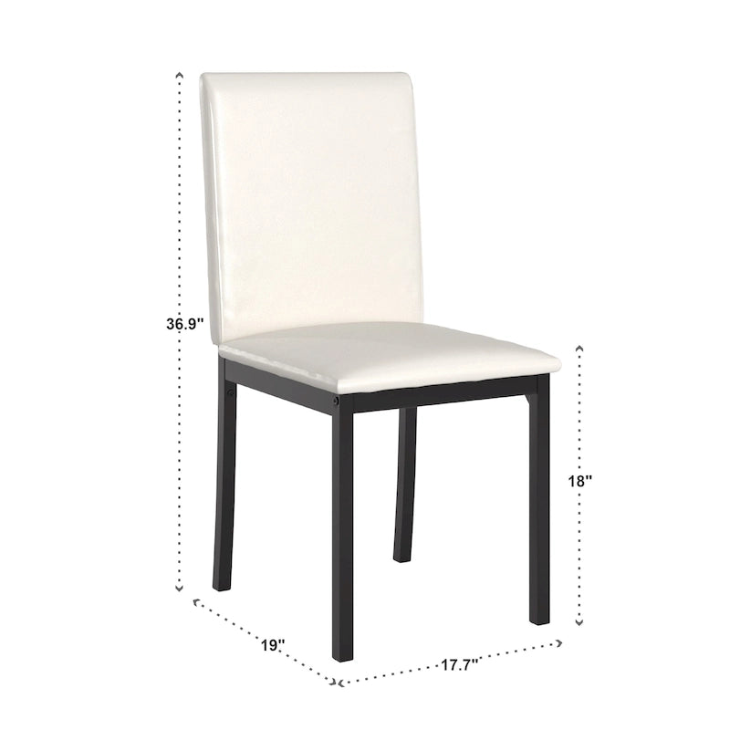 Espresso Metal Upholstered Dining Chair Set of 2, Button-Tufted Seat, Modern Style