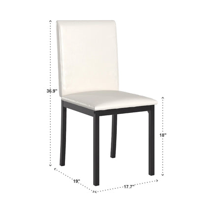 Upholstered Dining Chair with Button-Tufted Seat and Metal Frame, Faux Leather, Black Base, 17.7W x 19D x 36.9H in, 2-Pack