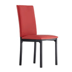 Espresso Metal Upholstered Dining Chair Set of 2, Button-Tufted Seat, Modern Style