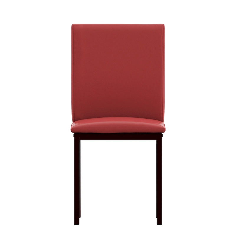 Espresso Metal Upholstered Dining Chair Set of 2, Button-Tufted Seat, Modern Style