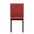 Espresso Metal Upholstered Dining Chair Set of 2, Button-Tufted Seat, Modern Style