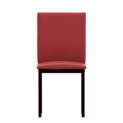 Upholstered Dining Chair with Button-Tufted Seat and Metal Frame, Faux Leather, Black Base, 17.7W x 19D x 36.9H in, 2-Pack