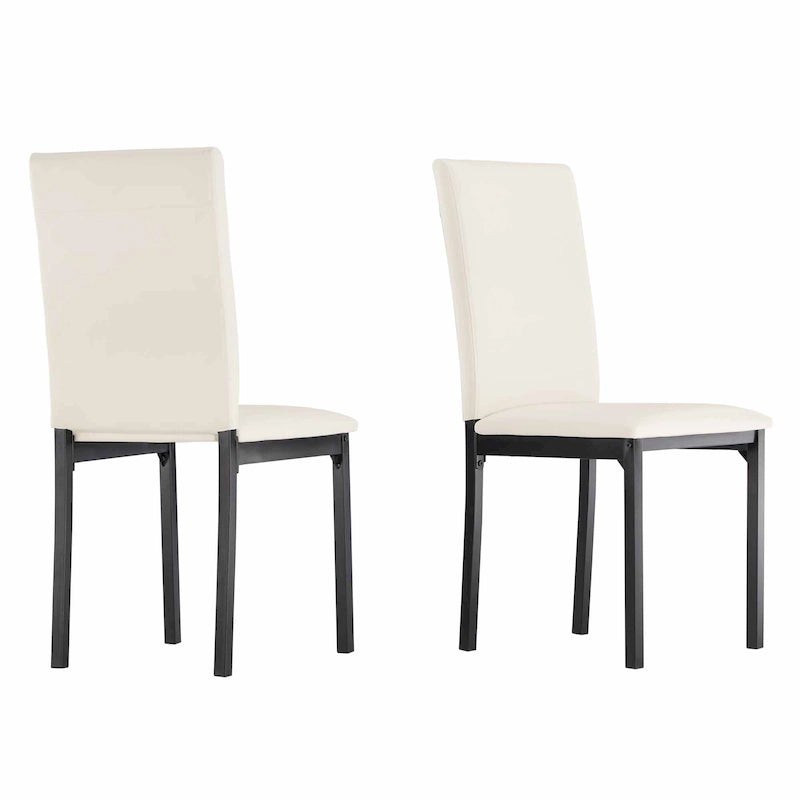 Espresso Metal Upholstered Dining Chair Set of 2, Button-Tufted Seat, Modern Style