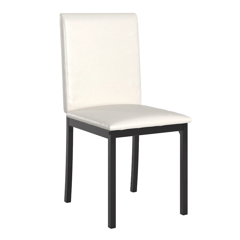 Espresso Metal Upholstered Dining Chair Set of 2, Button-Tufted Seat, Modern Style