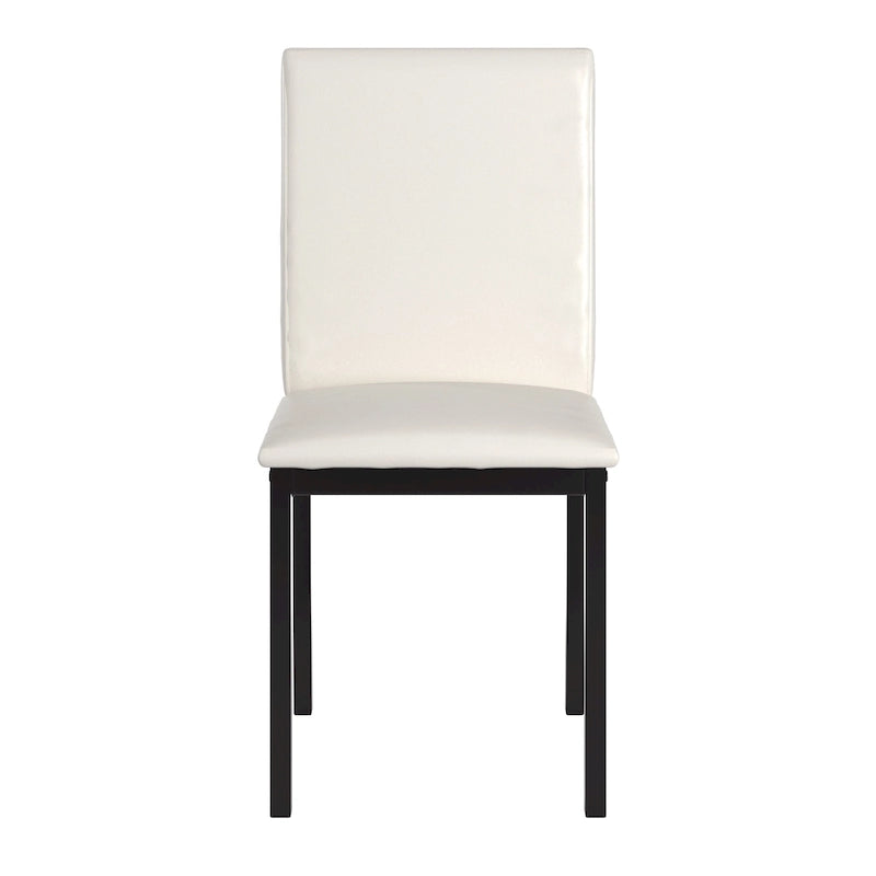 Espresso Metal Upholstered Dining Chair Set of 2, Button-Tufted Seat, Modern Style