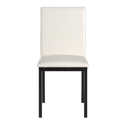 Upholstered Dining Chair with Button-Tufted Seat and Metal Frame, Faux Leather, Black Base, 17.7W x 19D x 36.9H in, 2-Pack