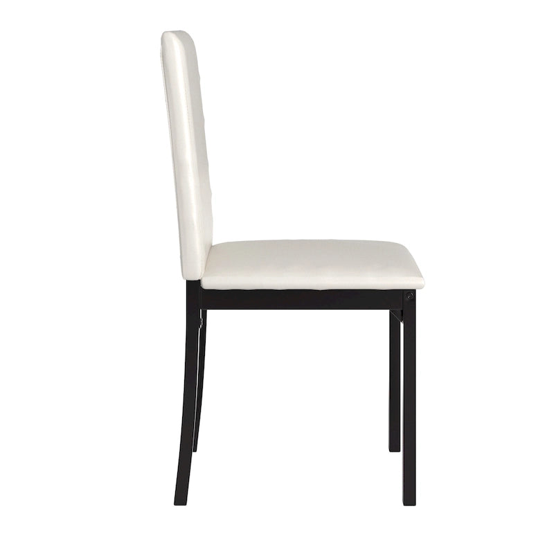Espresso Metal Upholstered Dining Chair Set of 2, Button-Tufted Seat, Modern Style