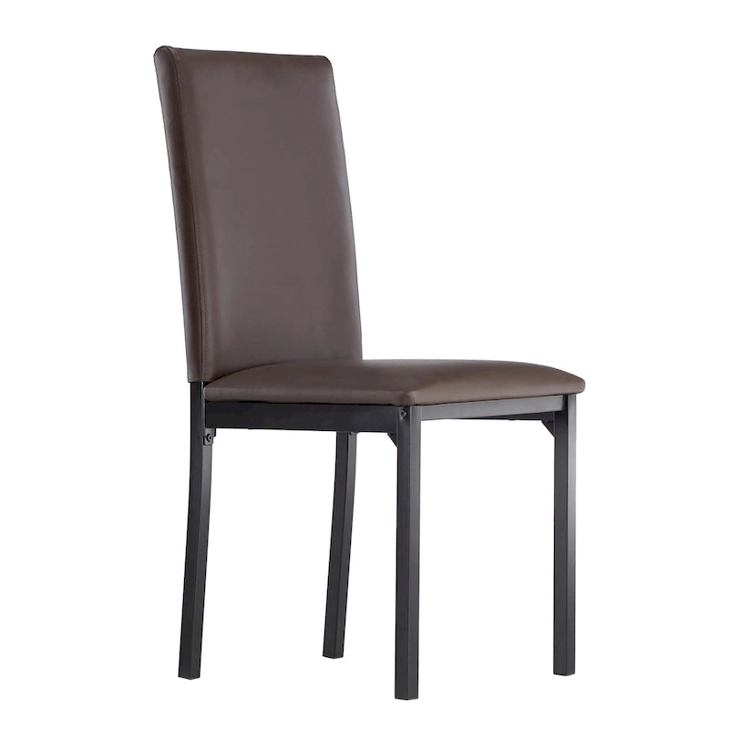 Espresso Metal Upholstered Dining Chair Set of 2, Button-Tufted Seat, Modern Style