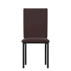 Espresso Metal Upholstered Dining Chair Set of 2, Button-Tufted Seat, Modern Style