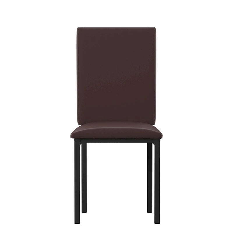 Espresso Metal Upholstered Dining Chair Set of 2, Button-Tufted Seat, Modern Style