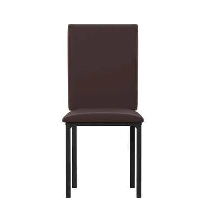 Upholstered Dining Chair with Button-Tufted Seat and Metal Frame, Faux Leather, Black Base, 17.7W x 19D x 36.9H in, 2-Pack