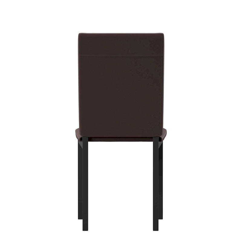 Espresso Metal Upholstered Dining Chair Set of 2, Button-Tufted Seat, Modern Style