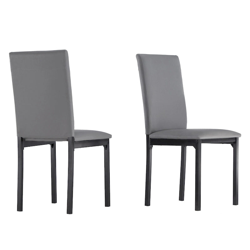 Espresso Metal Upholstered Dining Chair Set of 2, Button-Tufted Seat, Modern Style