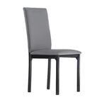 Espresso Metal Upholstered Dining Chair Set of 2, Button-Tufted Seat, Modern Style
