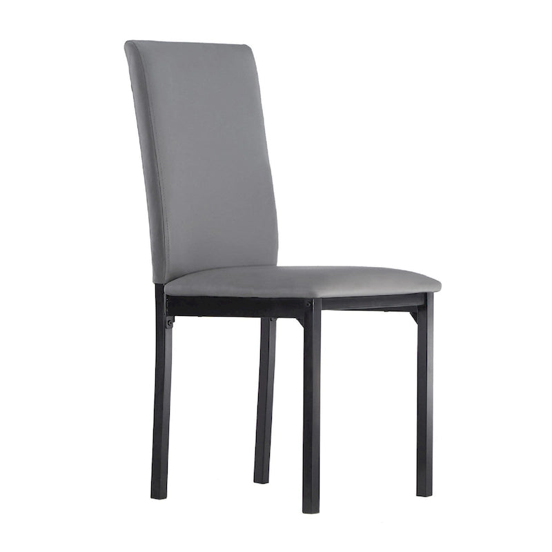 Espresso Metal Upholstered Dining Chair Set of 2, Button-Tufted Seat, Modern Style