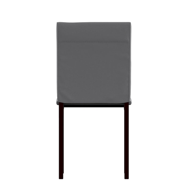Espresso Metal Upholstered Dining Chair Set of 2, Button-Tufted Seat, Modern Style
