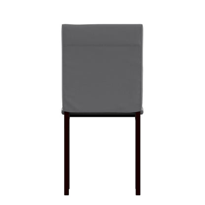 Upholstered Dining Chair with Button-Tufted Seat and Metal Frame, Faux Leather, Black Base, 17.7W x 19D x 36.9H in, 2-Pack