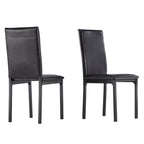 Espresso Metal Upholstered Dining Chair Set of 2, Button-Tufted Seat, Modern Style