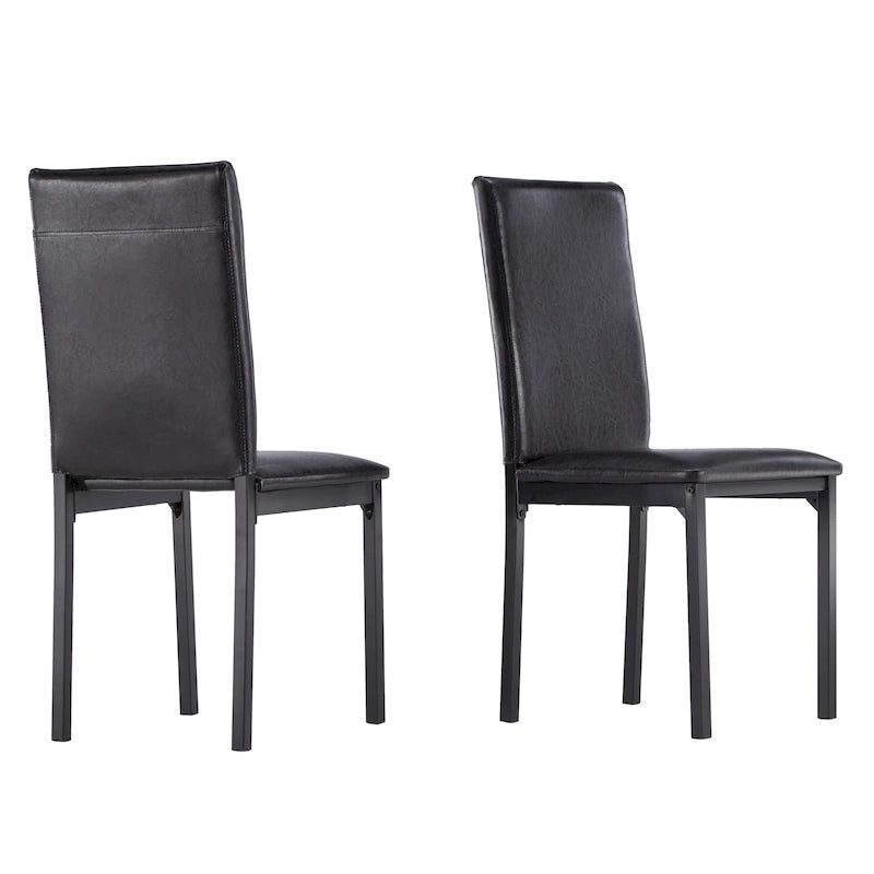 Espresso Metal Upholstered Dining Chair Set of 2, Button-Tufted Seat, Modern Style