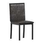 Espresso Metal Upholstered Dining Chair Set of 2, Button-Tufted Seat, Modern Style