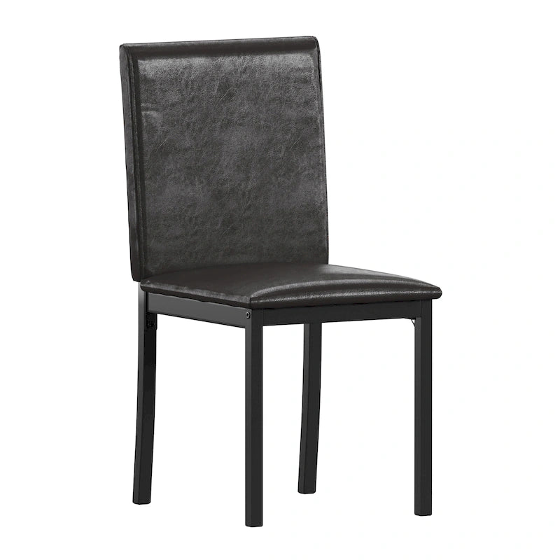 Espresso Metal Upholstered Dining Chair Set of 2, Button-Tufted Seat, Modern Style